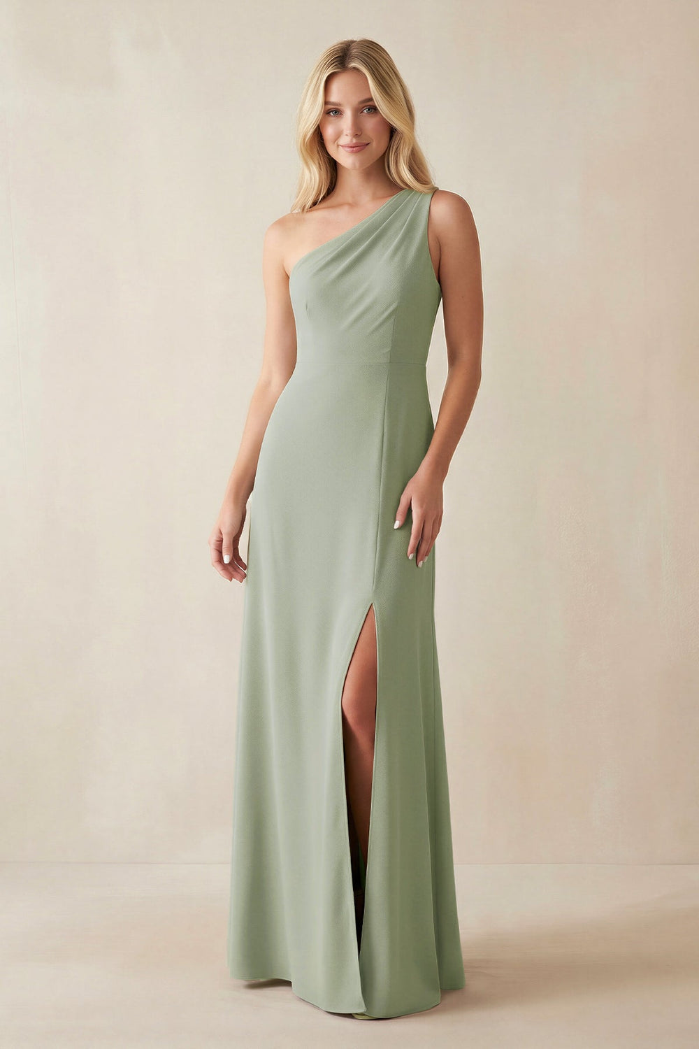 Cami Strap Sheath Chiffon Bridesmaid Dress with Slit in Dove Gray - SHE IS ME BRIDESMAID DRESSES