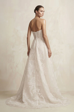 Organza Appliqued Sweetheart A - Line Corset Wedding Gown in Ivory - SHE IS ME Wedding Dresses