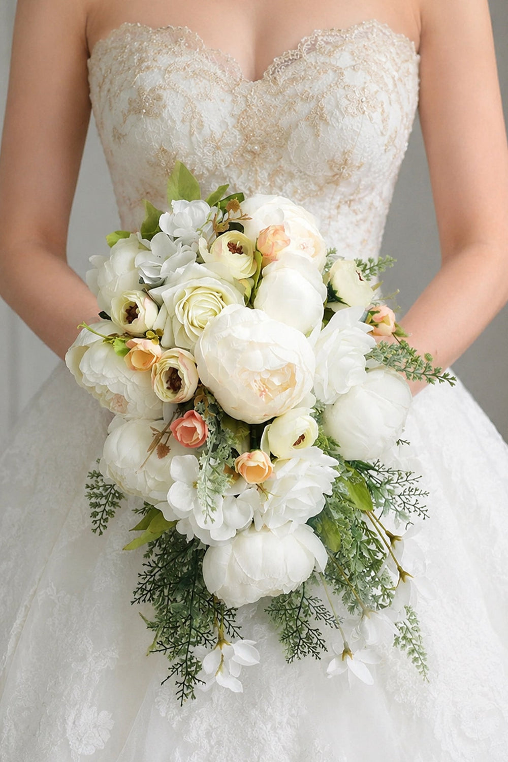 Peony Rose Cascade Wedding Flower Bouquets - SHE IS ME Accessories
