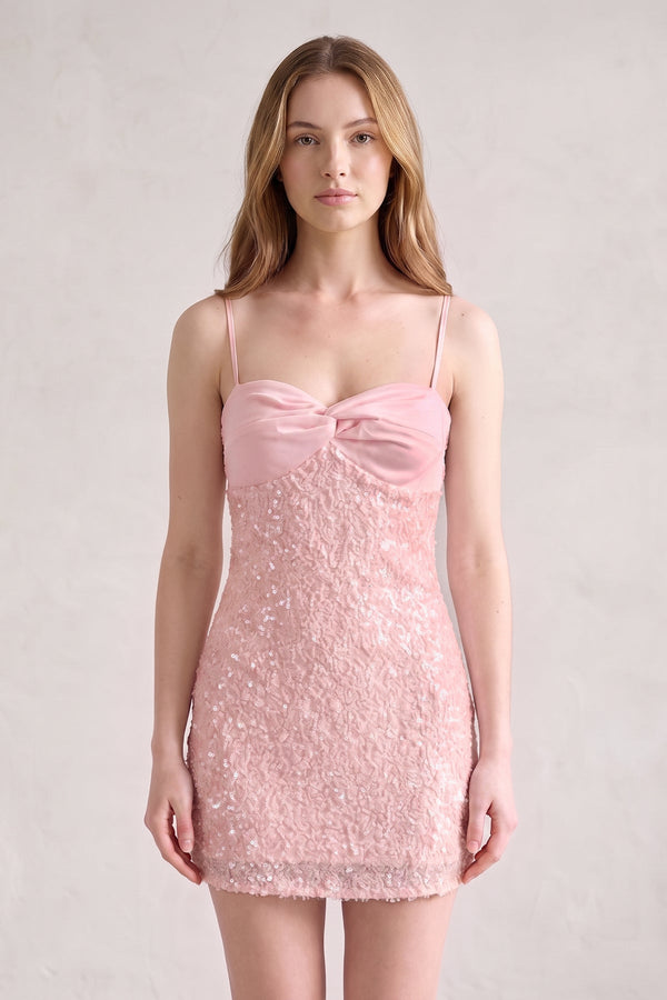 Pink Bodycon Spaghetti Straps Short Homecoming Dress With Sequins (3) | SHEISME