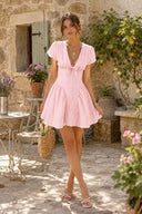 Pink Gingham Cotton A - Line Mini Dress - SHE IS ME Dresses