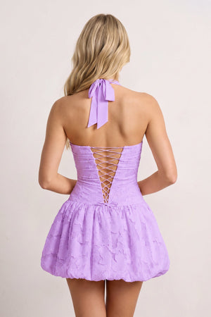 Lilac Halter Jacquard Chiffon A-Line Homecoming Dress | SHEISME