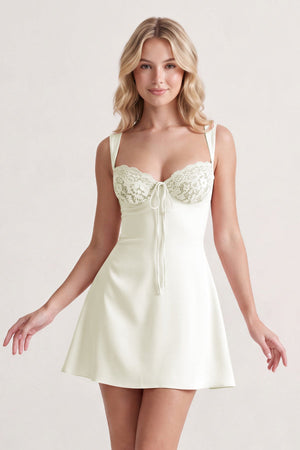Ivory Lace Sweetheart A-Line Satin Homecoming Dress With Lace-Up Back | SHEISME