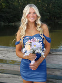  Ink Blue Off The Shoulder Tulle Short Homecoming & Cocktail Dresses  - SHEISME