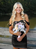 Black Off The Shoulder Tulle Short Homecoming & Cocktail Dresses  - SHEISME
