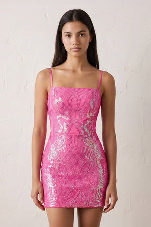 Pink Sparkly Sequin Backless Bodycon Mini Party Dresses | SHEISME