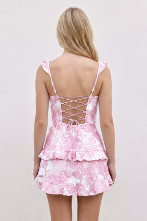 Pink Sweetheart A-Line Jacquard Homecoming Dress with Ruffles (4) | SHEISME