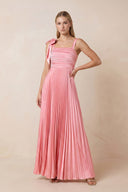 Pleated Square Neck A-Line Maxi Dress with Bow in Rosette – SHE IS ME Dresses