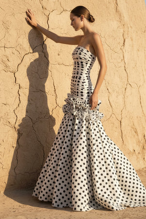 Sheisme-White Taffeta Strapless Ruffled Mermaid Maxi Evening Formal Dress