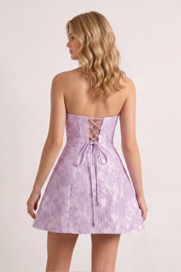 Purple A Line Scoop Neck Short Homecoming Dresses With Lace Appliques | SHEISME