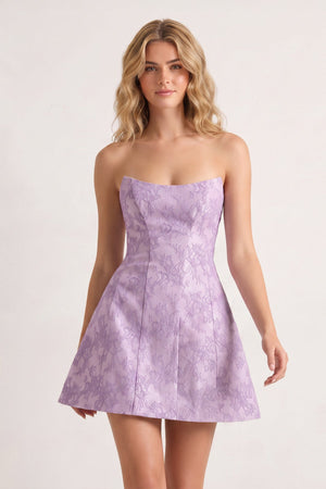Purple A Line Scoop Neck Short Homecoming Dresses With Lace Appliques | SHEISME