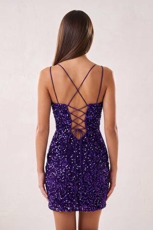 Purple Bodycon Sequins Short Homecoming Dress (2) | SHEISME