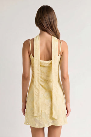 Yellow Jacquard Chiffon Cami Straps Sheath Homecoming Dress with Scarf (2) | SHEISME