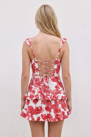 Red Sweetheart A-Line Jacquard Homecoming Dress with Ruffles (4) | SHEISME