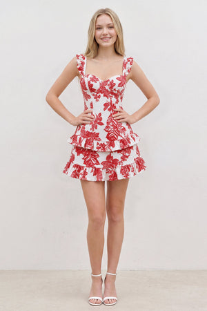Red Sweetheart A-Line Jacquard Homecoming Dress with Ruffles (5) | SHEISME