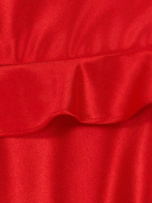 Red Sweetheart Satin Ruffles Short Homecoming Dresses - SHEISME