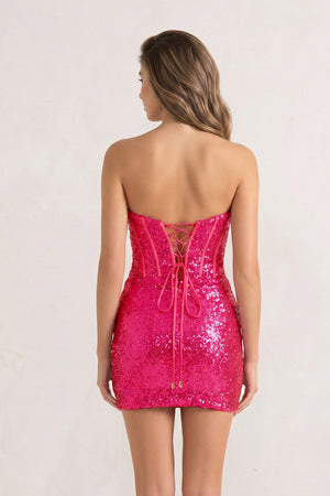 Rosey | Sheath Fuchsia Sweetheart Sequins Short Homecoming Dress - SHEISME
