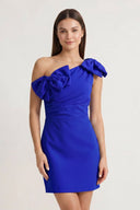 Royal Blue One Shoulder Sheath Homecoming Dress with Bows | SHEISME