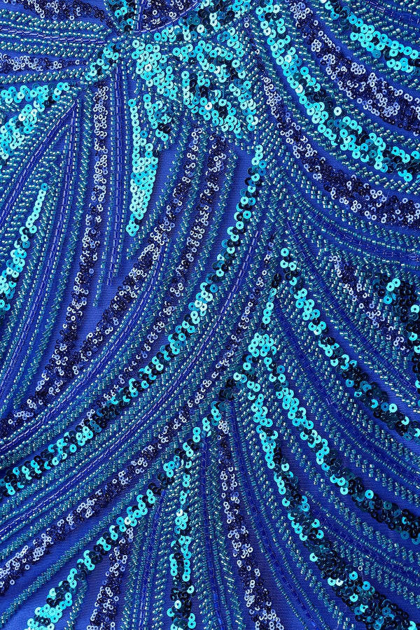Royal Blue Strapless V Neck Sequins Bodycon Short Homecoming Dresses - SHEISME