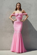 Ruched Maxi Dress in Candy Pink - SHE IS ME