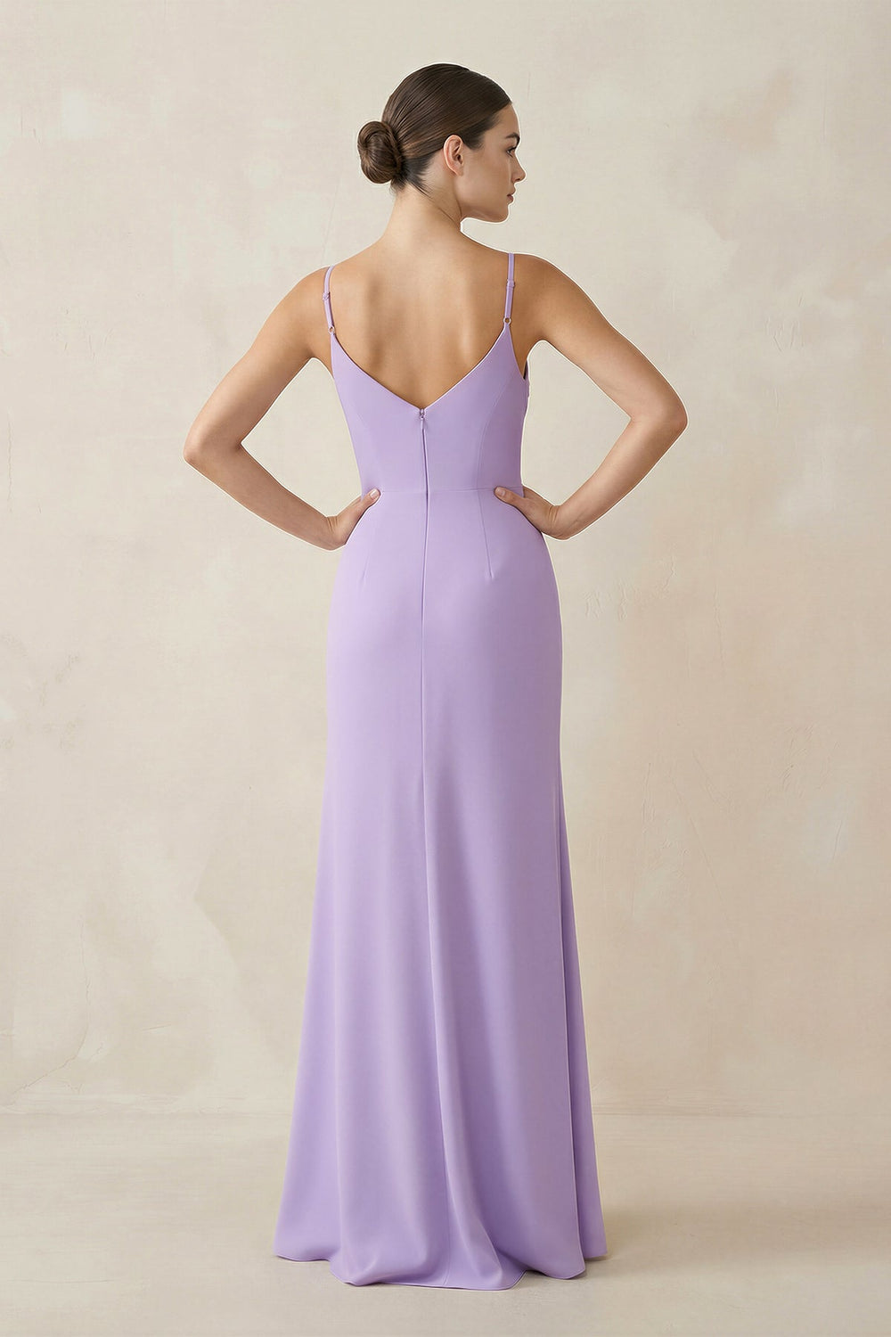 Ruched Sheath Spaghetti Strap Chiffon Bridesmaid Dress - SHE IS ME Bridesmaid Dresses