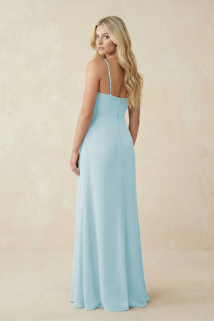 Ruched Sheath Spaghetti Strap Chiffon Bridesmaid Dress in Sky Blue - SHE IS ME BRIDESMAID DRESSES