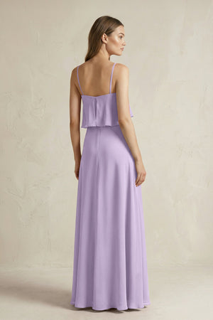 Ruffled Spaghetti Strap A - Line Chiffon Bridesmaid Dress in Lavender - SHE IS ME Bridesmaid Dresses