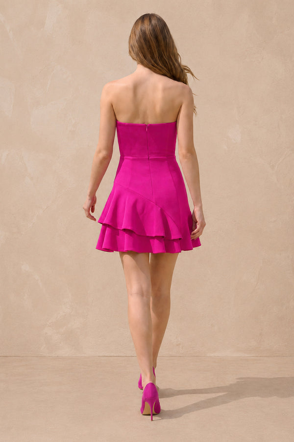 Ruffled Strapless A-Line Mini Dress in Fuchsia – SHE IS ME Dresses