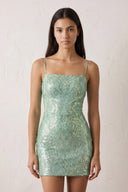 Sage Sparkly Sequin Backless Bodycon Mini Party Dresses | SHEISME