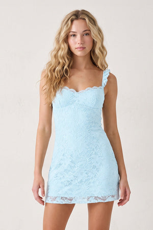 Sky Blue Sweetheart Lace Sheath Mini Homecoming Dress with Lace-Up Back | SHEISME