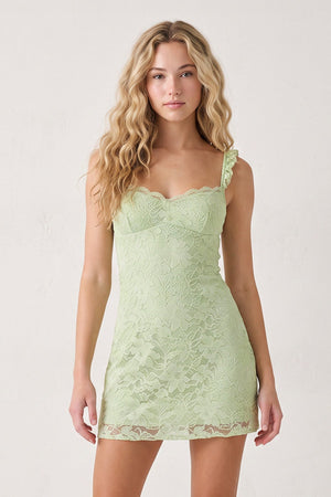 Sage Sweetheart Lace Sheath Mini Homecoming Dress with Lace-Up Back | SHEISME
