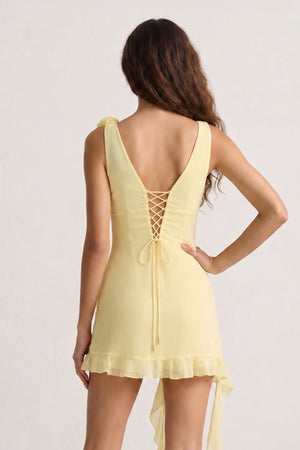 Yellow V-Neck Chiffon A-Line Ruffled Homecoming Dress - SHEISME