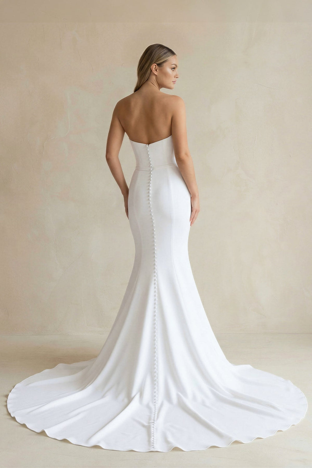 Satin Mermaid Satin Strapless Simple Wedding Dress - SHE IS ME Wedding Dresses