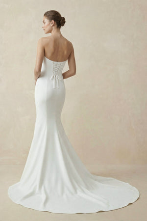Satin Strapless Mermaid Wedding Dress in White