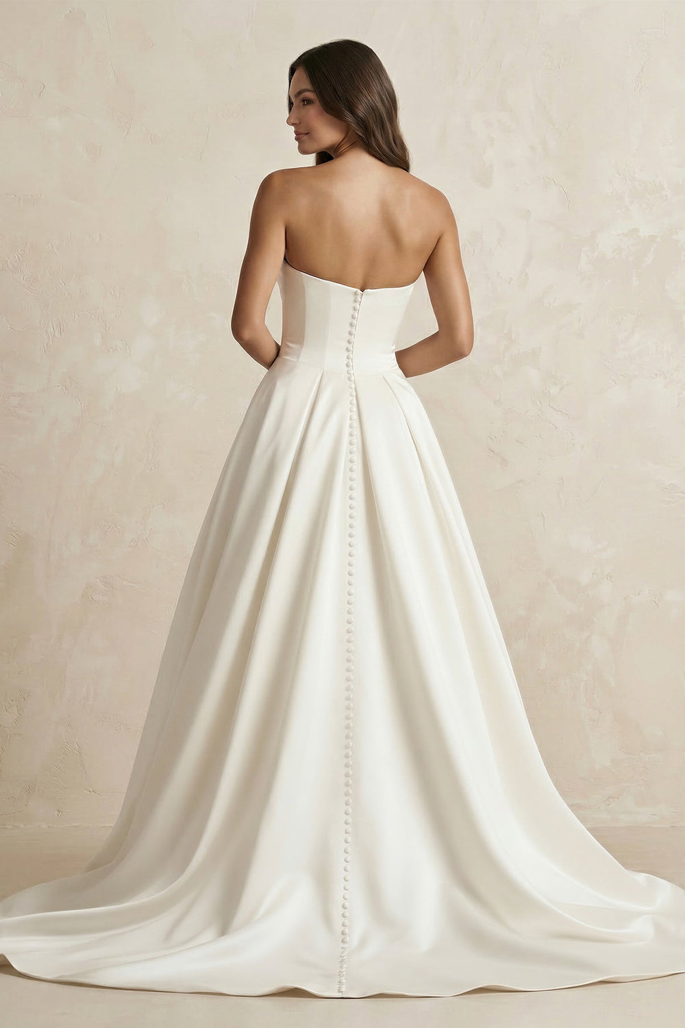 Satin Sweetheart A - Line Ruched Wedding Dress With Slit in Ivory - SHE IS ME Wedding Dresses