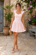 Scoop Neck A-Line Mini Dress With Bow in Pink– SHE IS ME Dresses