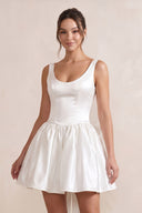 Scoop Neck Bow - Back Mini Dress in Ivory - SHE IS ME
