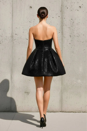 Sequin Mini Dress in Black - SHE IS ME