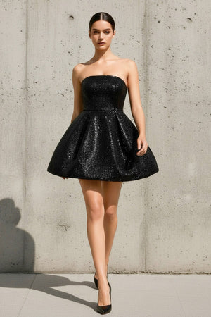 Sequin Mini Dress in Black - SHE IS ME
