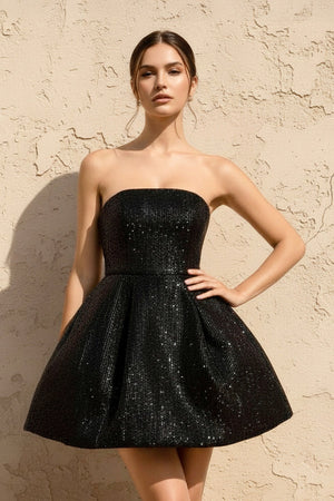 Sequin Mini Dress in Black - SHE IS ME