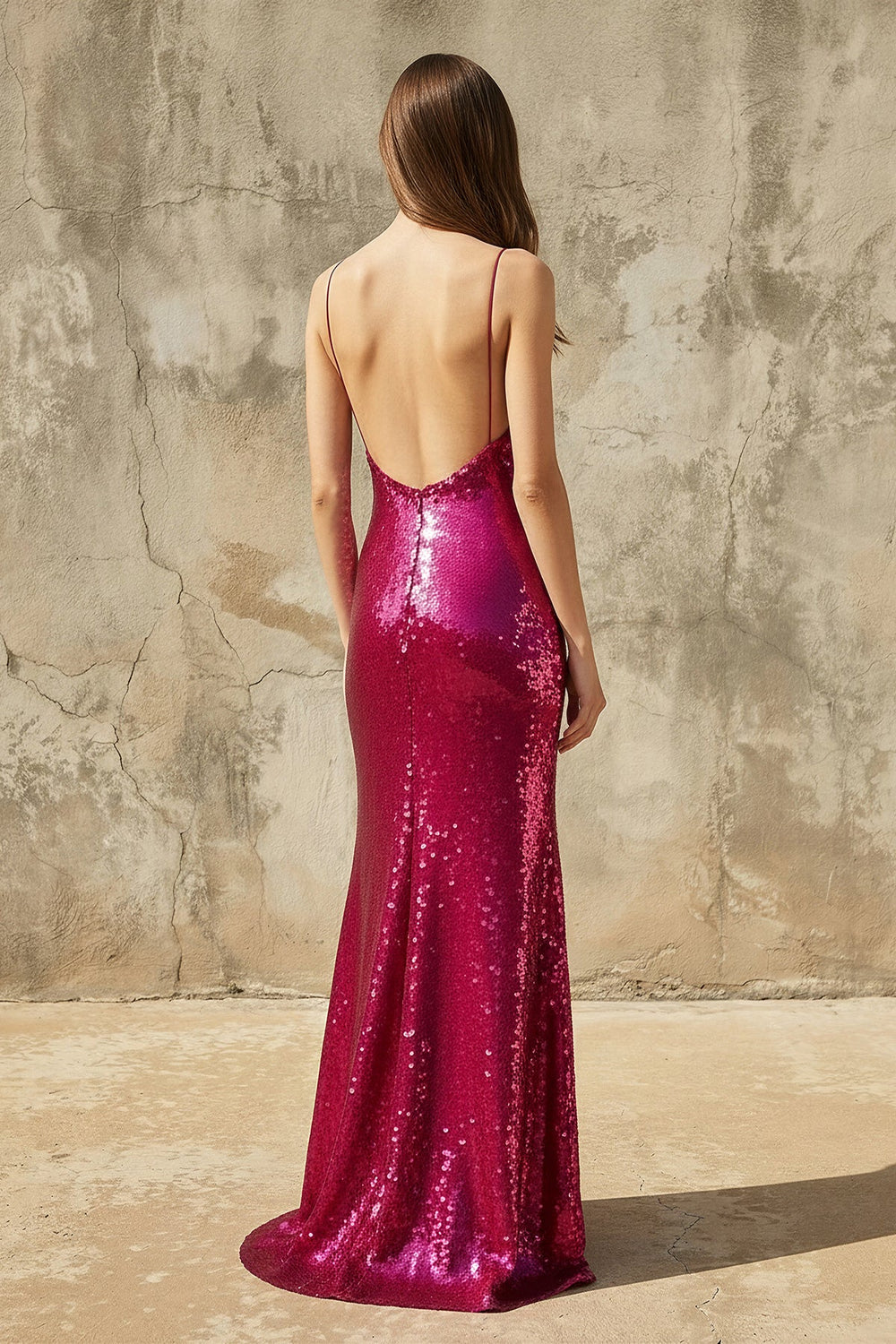 Sequins Mermaid Gown in Fuchsia - SHE IS ME
