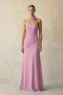 Sheath Chiffon Strapless Pleated Bridesmaid Dress in Vintage Mauve - SHE IS ME Bridesmaid Dresses