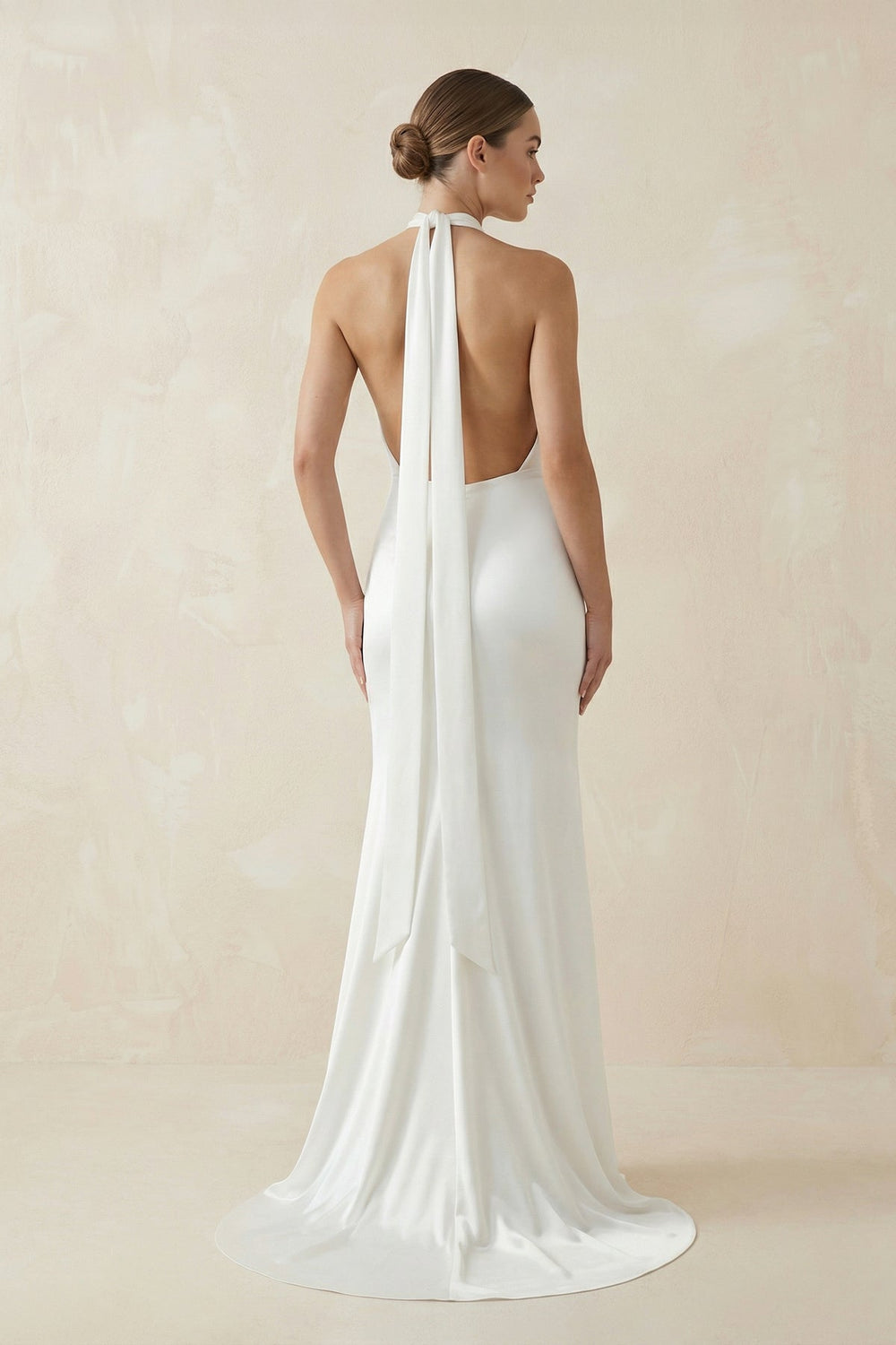 Sheath Halter Satin Backless Wedding Dress - SHE IS ME Wedding Dresses