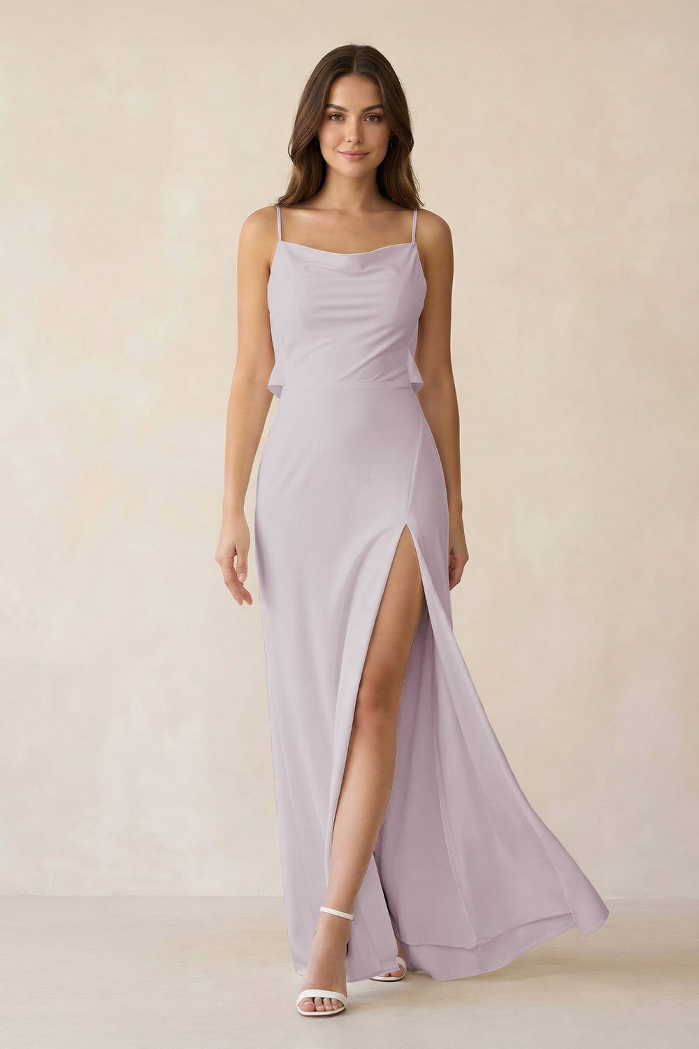 Sheath Satin Bridesmaid Dress with Side Slit in Dusk - SHE IS ME Bridesmaid Dresses