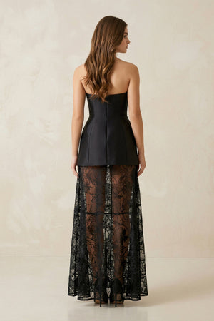 Sheath Satin Strapless Illusion Wedding Dress in Black - SHE IS ME Wedding Dresses