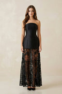 Sheath Satin Strapless Illusion Wedding Dress in Black - SHE IS ME Wedding Dresses