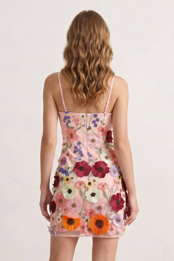 Sheath Spaghetti Straps 3D Flower Homecoming Dress - SHEISME