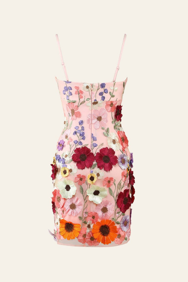 Sheath Spaghetti Straps 3D Flower Homecoming Dress - SHEISME