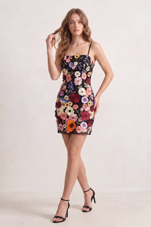 Sheath Spaghetti Straps 3D Flower Homecoming Dress - SHEISME