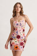 Sheath Spaghetti Straps 3D Flower Homecoming Dress - SHEISME